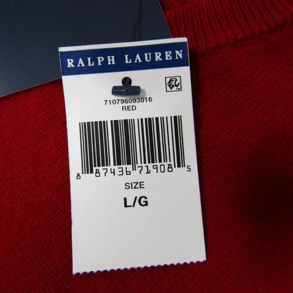 Ralph Lauren Polo Sweater Mens Large Cashmere Crewneck Pullover Soft Luxe